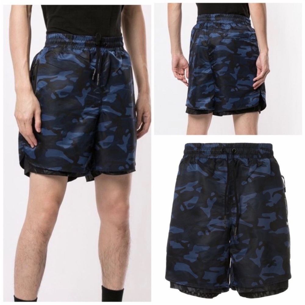 Koral Layered Camouflage-Print Track Shorts Size: S